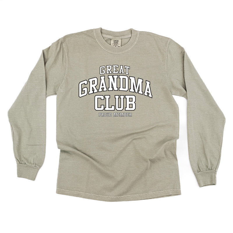 Varsity Style - GREAT GRANDMA Club - Proud Member - LONG SLEEVE COMFORT COLORS TEE