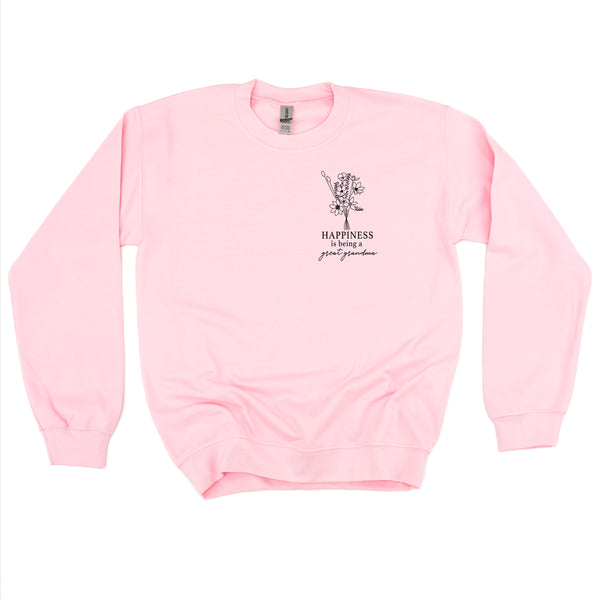 Bouquet Style - Happiness is Being a GREAT GRANDMA - BASIC FLEECE CREWNECK