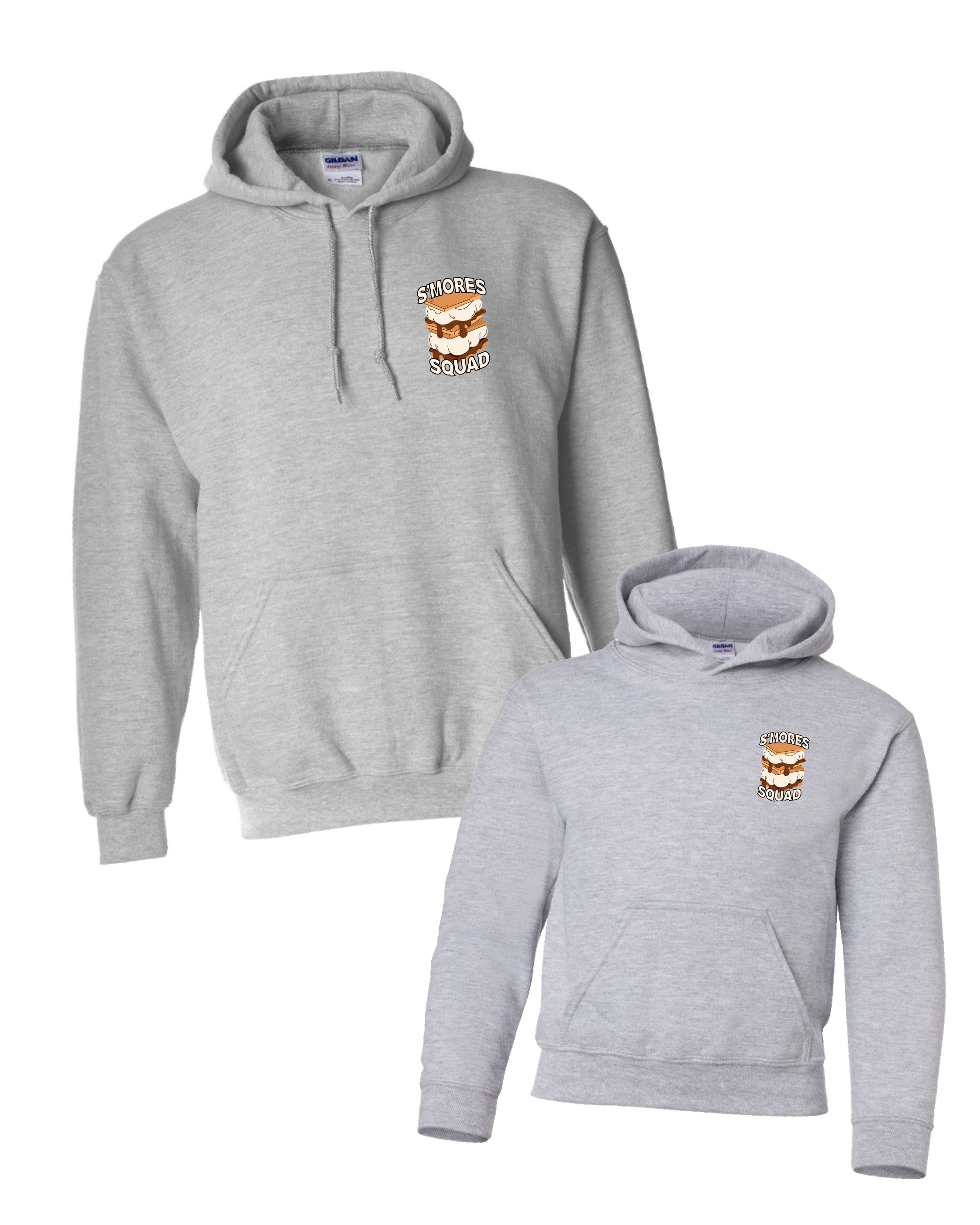S'mores Squad/The Perfect S'more (pf&b) - Set of 2 Gray BASIC Fleece HOODIES Little Mama Shirt Shop