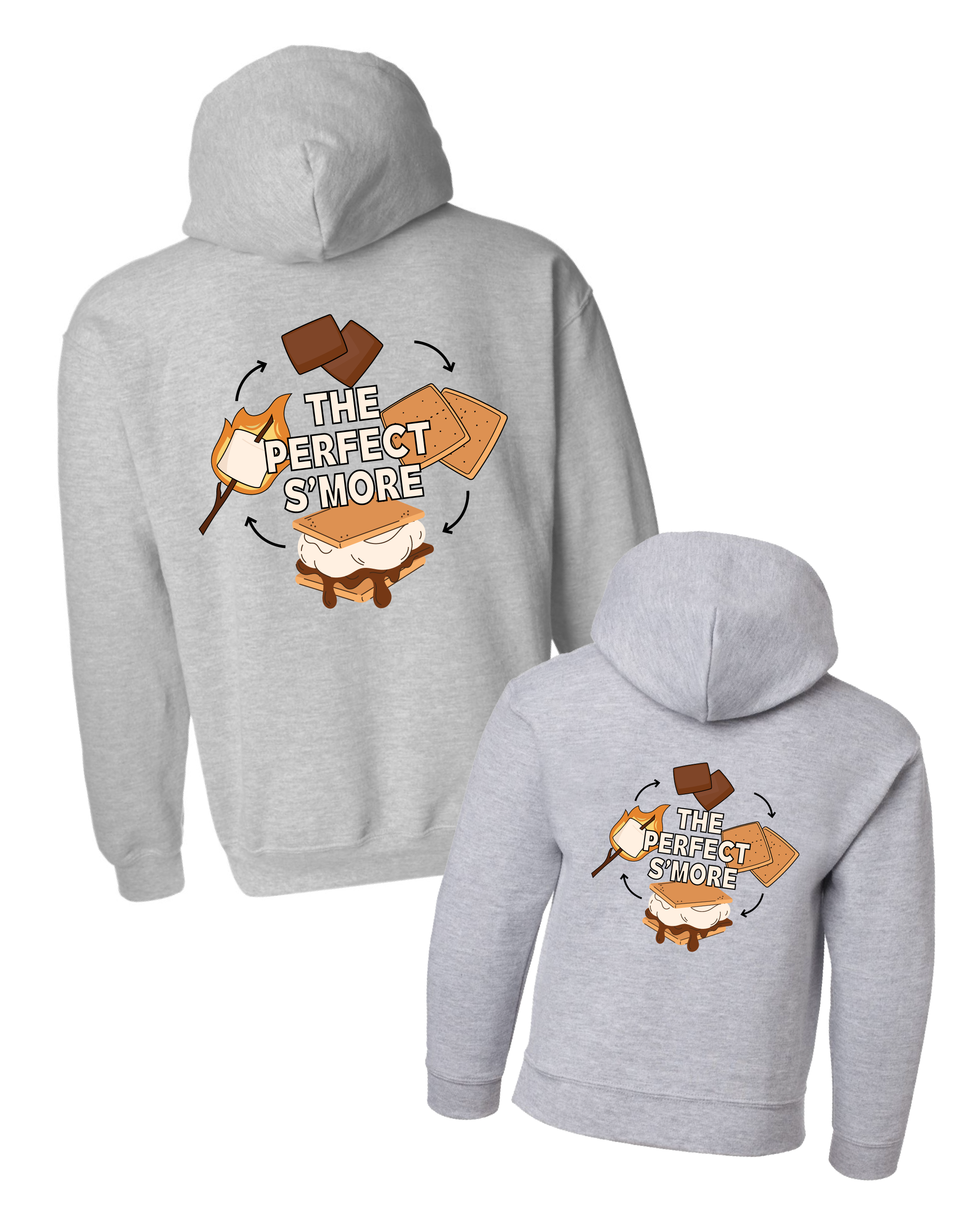S'mores Squad/The Perfect S'more (pf&b) - Set of 2 Gray BASIC Fleece HOODIES Little Mama Shirt Shop
