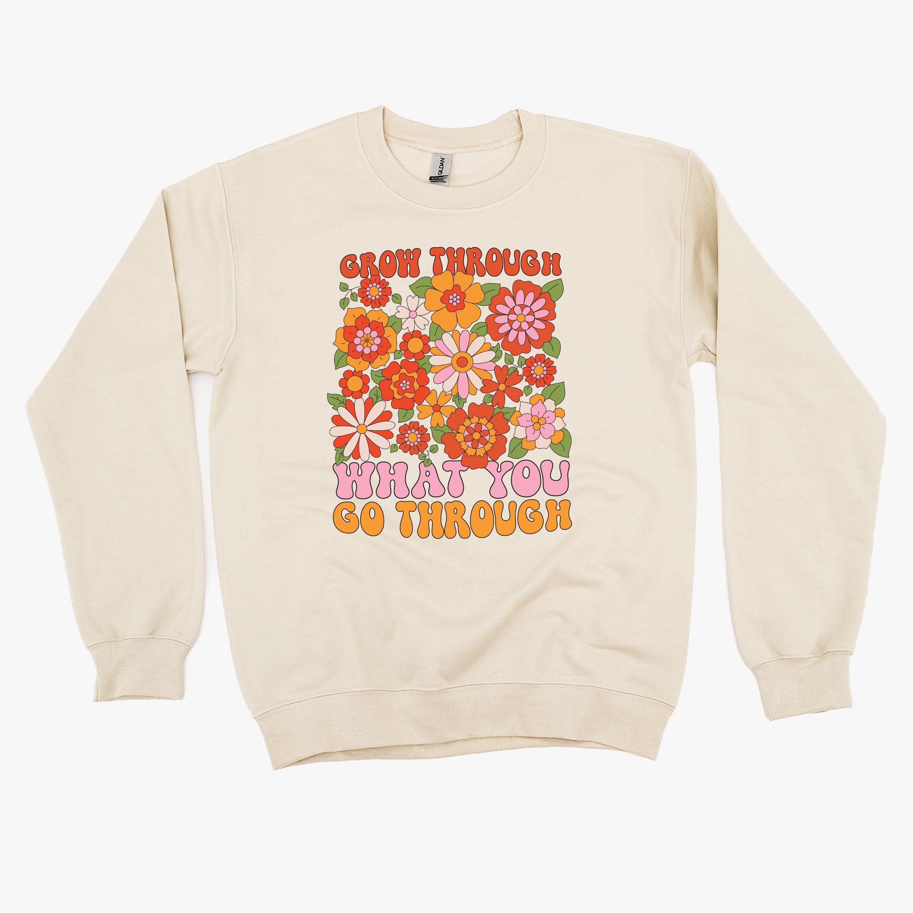 Grow Through What You Go Through - BASIC FLEECE CREWNECK Little Mama Shirt Shop LLC