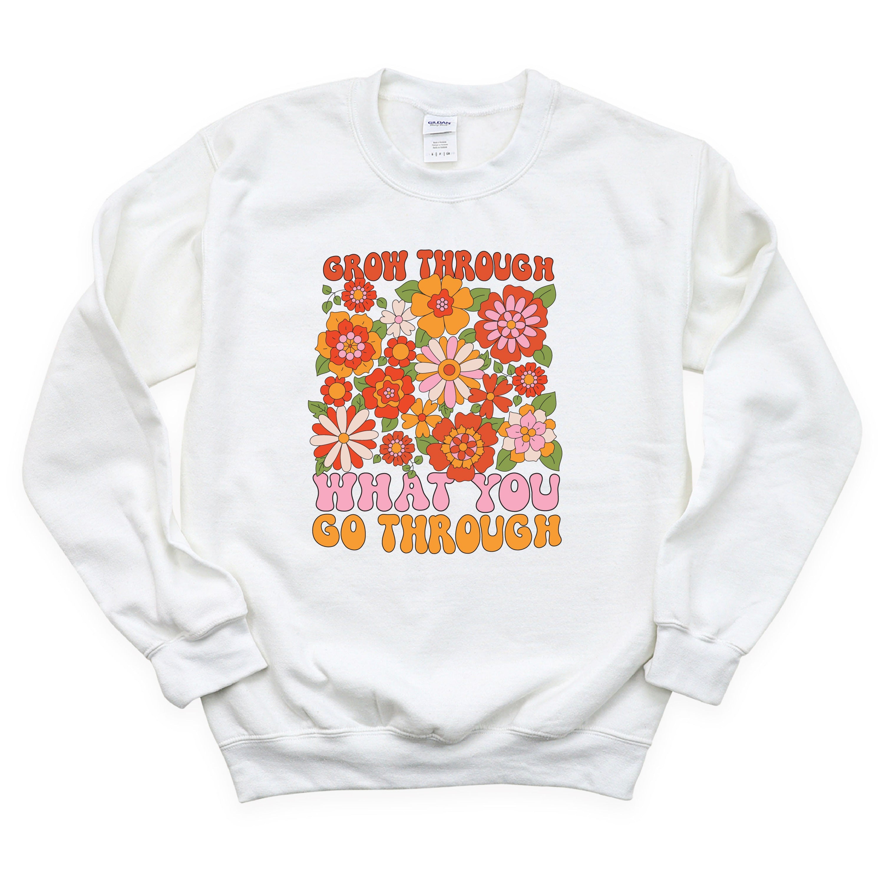 Grow Through What You Go Through - BASIC FLEECE CREWNECK Little Mama Shirt Shop LLC