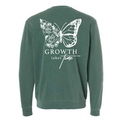 Embroidered/Printed PIGMENT Crewneck (pf&b) - Floral Butterfly / Growth Takes Time Little Mama Shirt Shop LLC