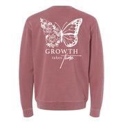 Embroidered/Printed PIGMENT Crewneck (pf&b) - Floral Butterfly / Growth Takes Time Little Mama Shirt Shop LLC
