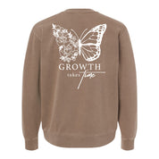 Embroidered/Printed PIGMENT Crewneck (pf&b) - Floral Butterfly / Growth Takes Time Little Mama Shirt Shop LLC