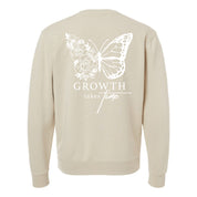 Embroidered/Printed PIGMENT Crewneck (pf&b) - Floral Butterfly / Growth Takes Time Little Mama Shirt Shop LLC