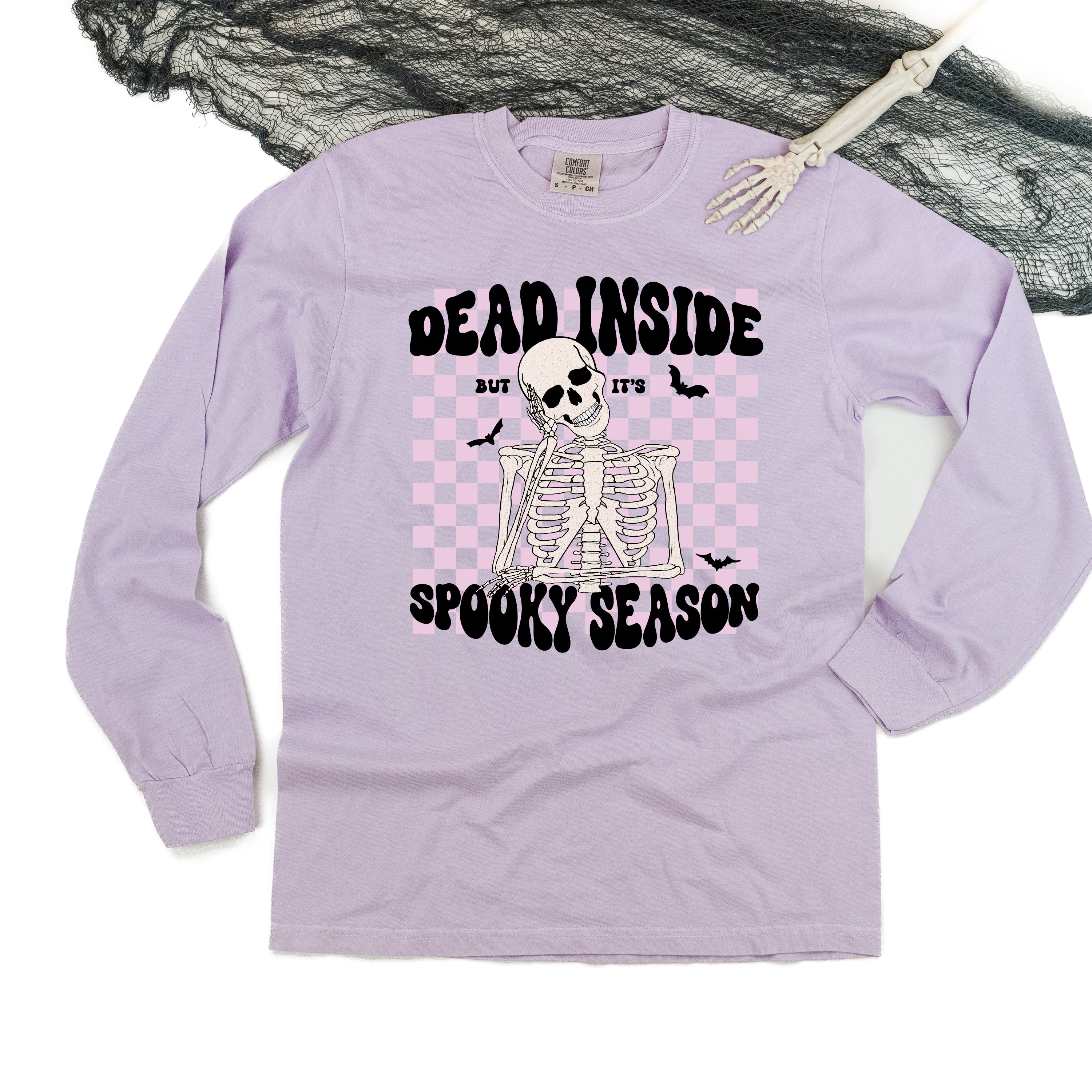 Dead Inside But It's Spooky Season - Long Sleeve Comfort Colors Tee Little Mama Shirt Shop