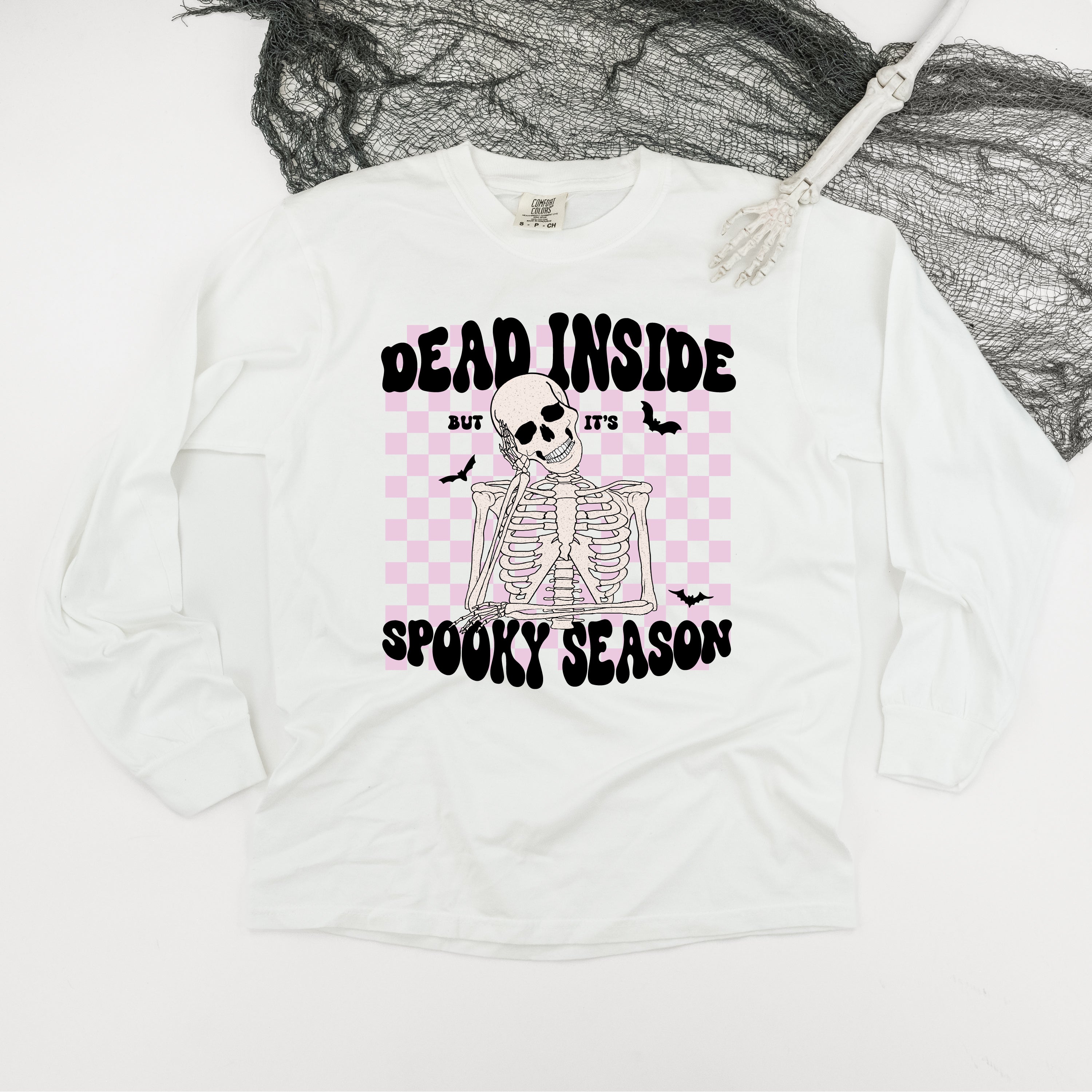 Dead Inside But It's Spooky Season - Long Sleeve Comfort Colors Tee Little Mama Shirt Shop