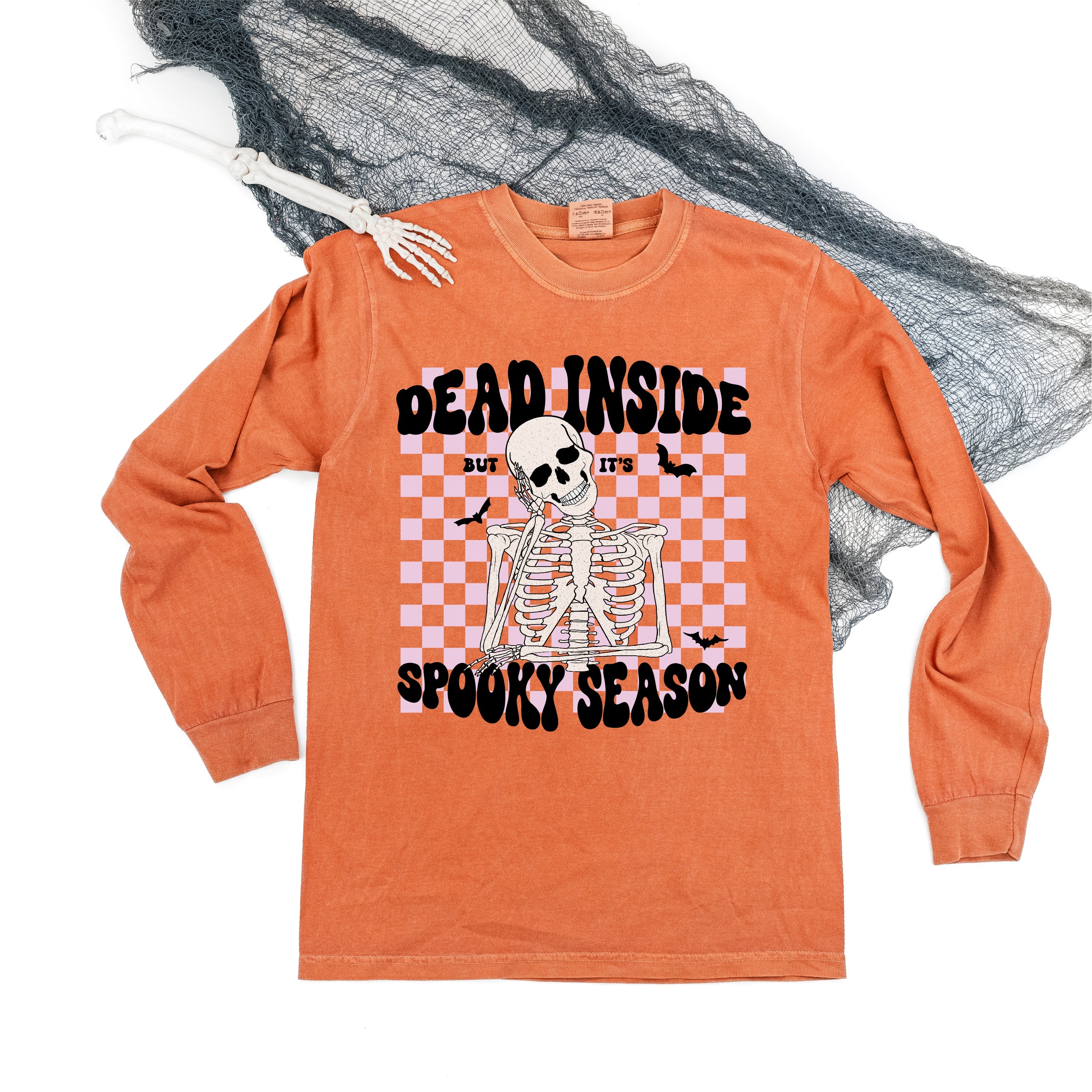 Dead Inside But It's Spooky Season - Long Sleeve Comfort Colors Tee Little Mama Shirt Shop