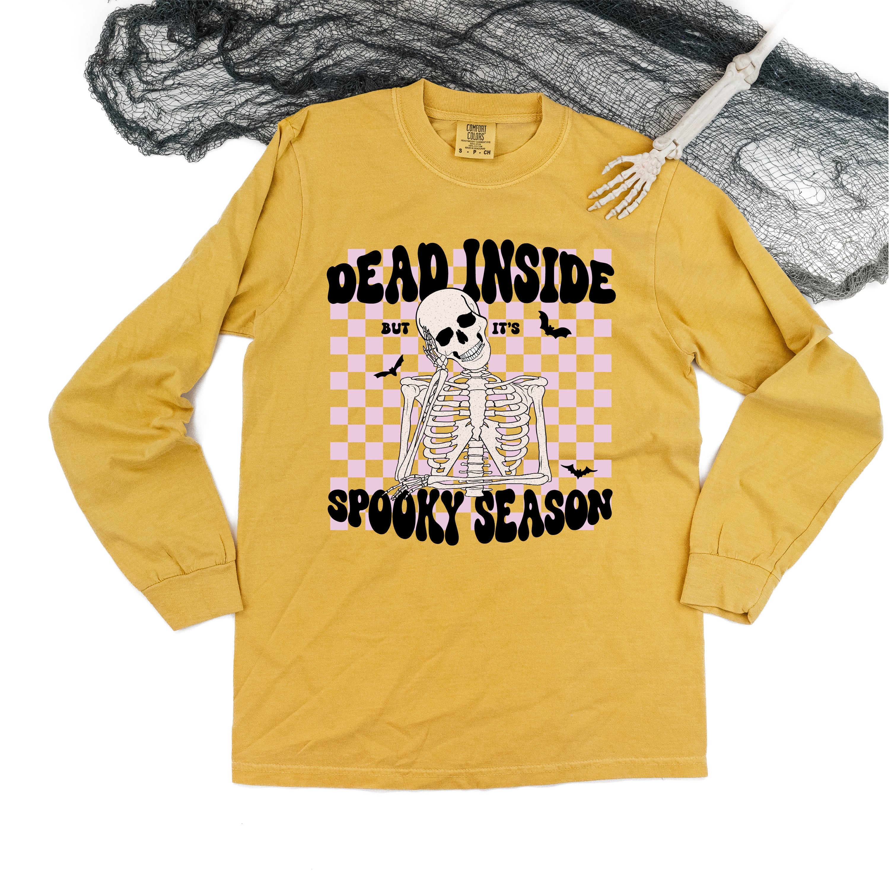 Dead Inside But It's Spooky Season - Long Sleeve Comfort Colors Tee Little Mama Shirt Shop