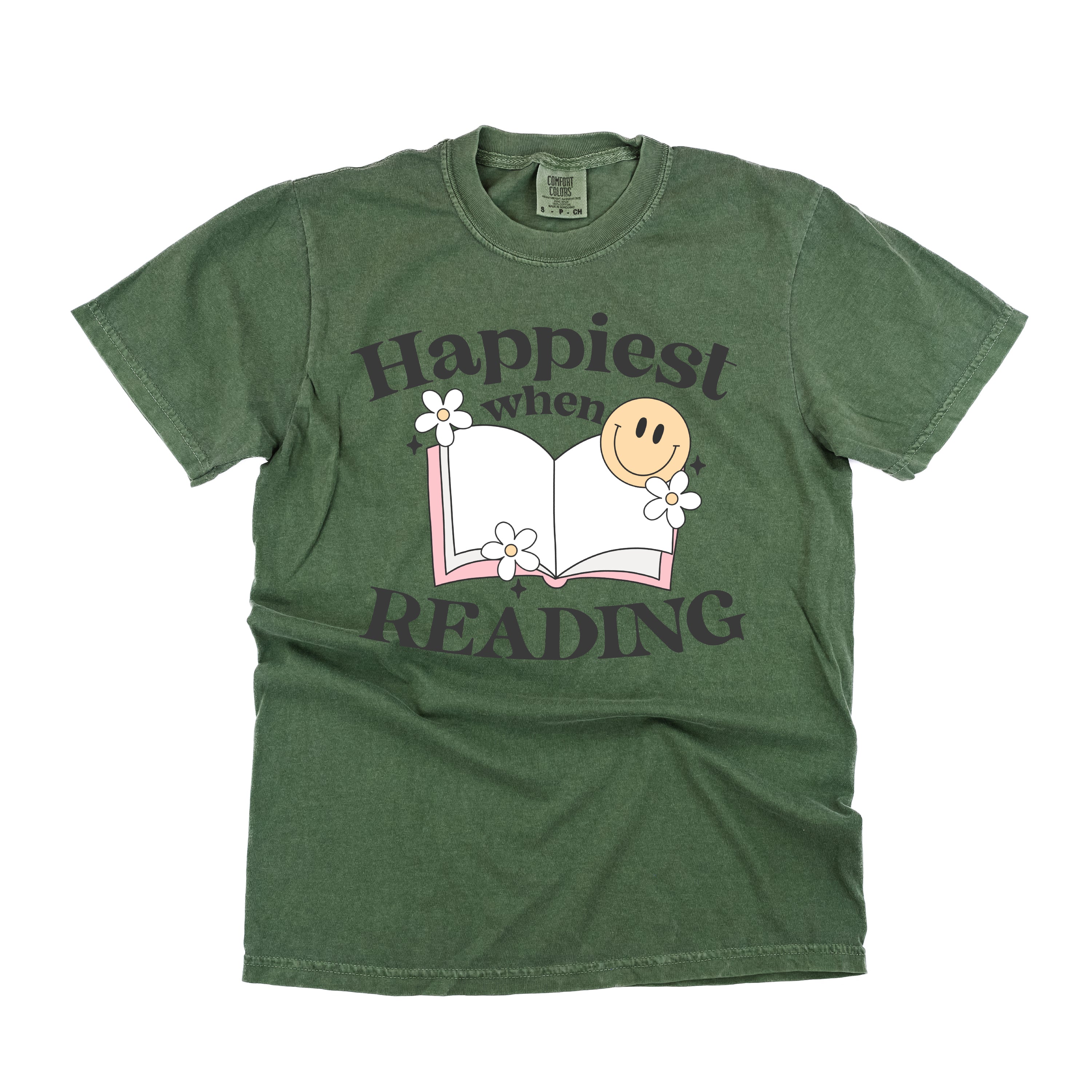 Happiest When Reading - Comfort Colors Tee Little Mama Shirt Shop