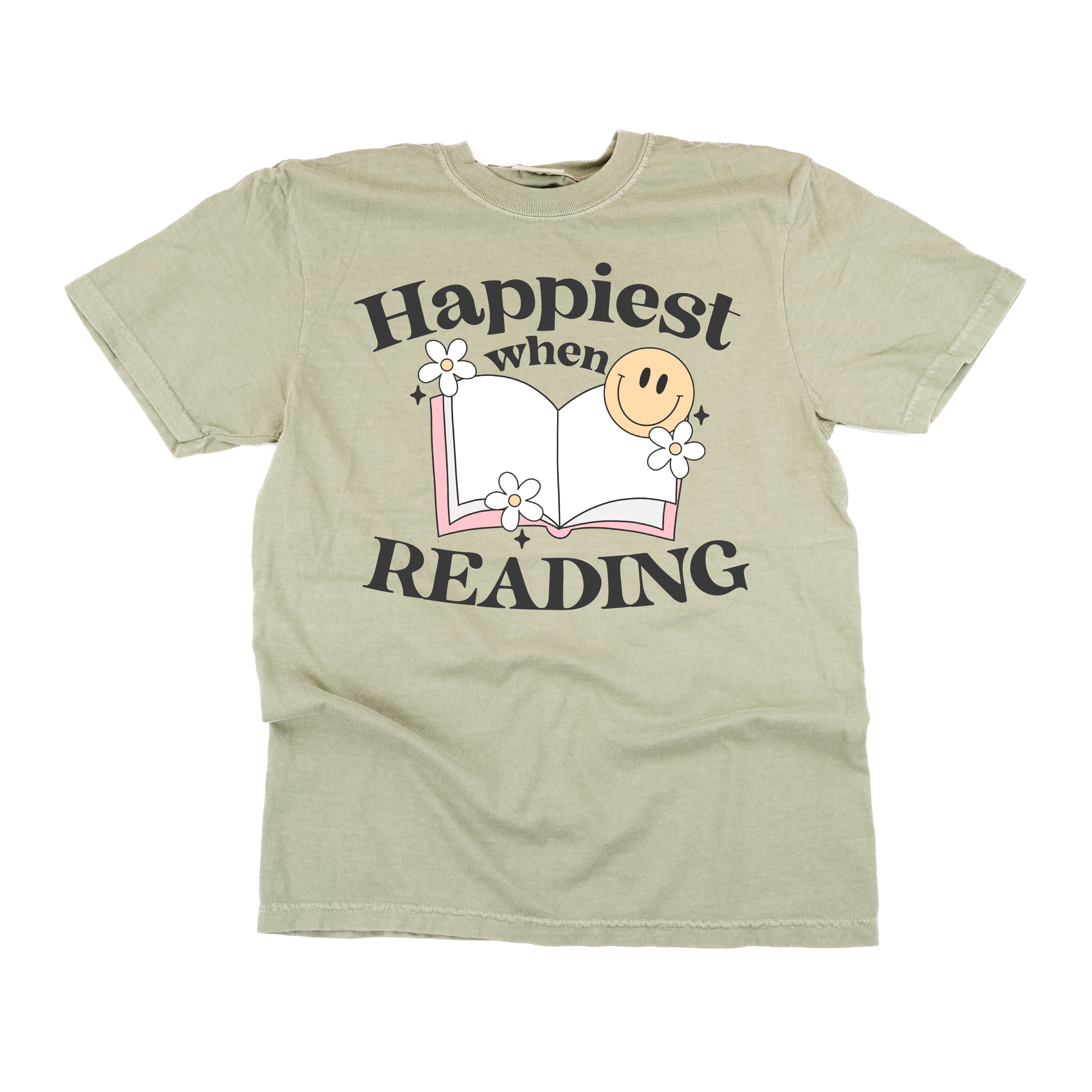 Happiest When Reading - Comfort Colors Tee Little Mama Shirt Shop