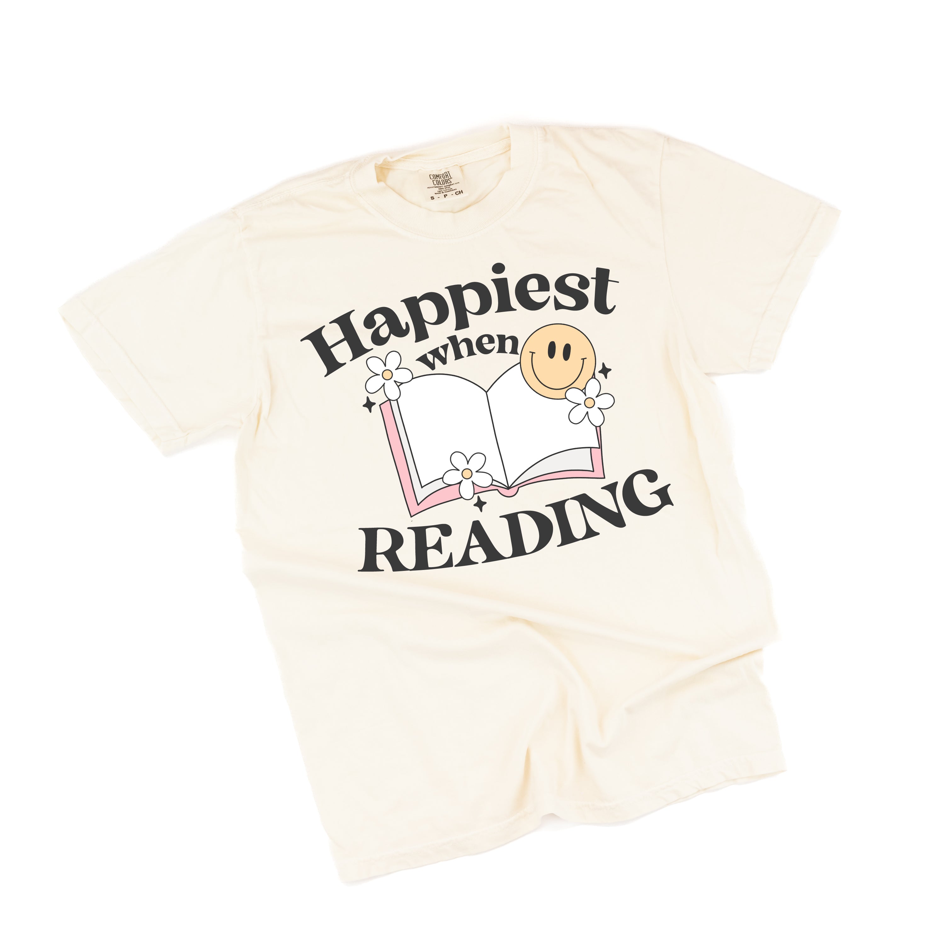 Happiest When Reading - Comfort Colors Tee Little Mama Shirt Shop
