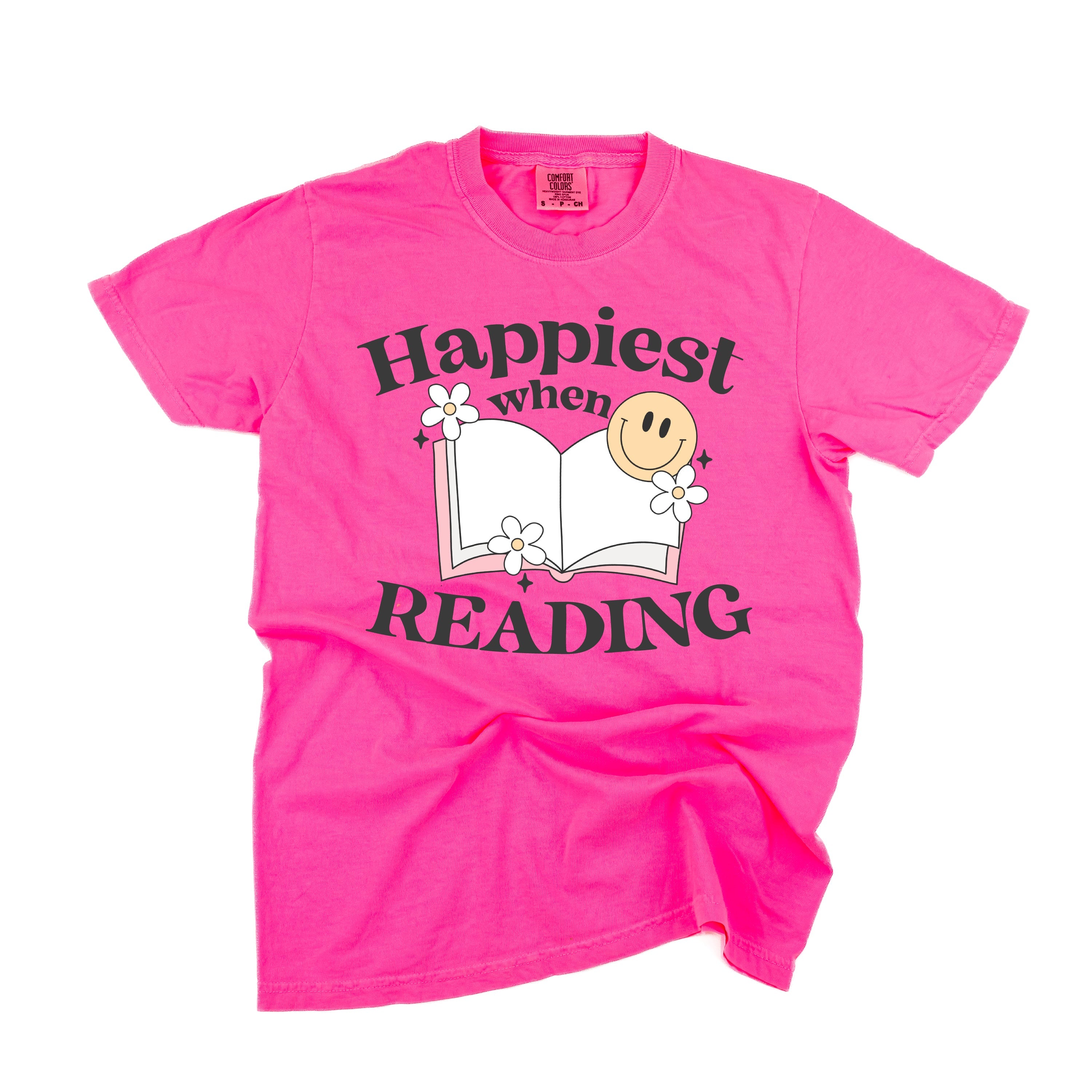 Happiest When Reading - Comfort Colors Tee Little Mama Shirt Shop