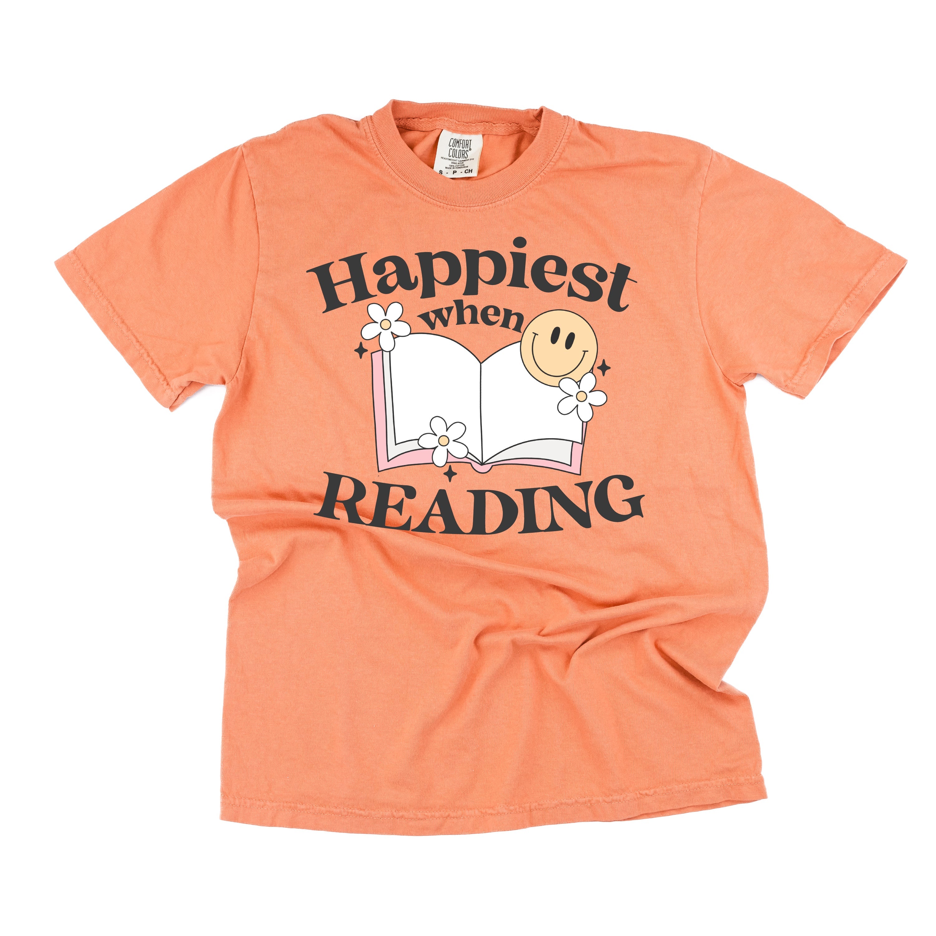 Happiest When Reading - Comfort Colors Tee Little Mama Shirt Shop