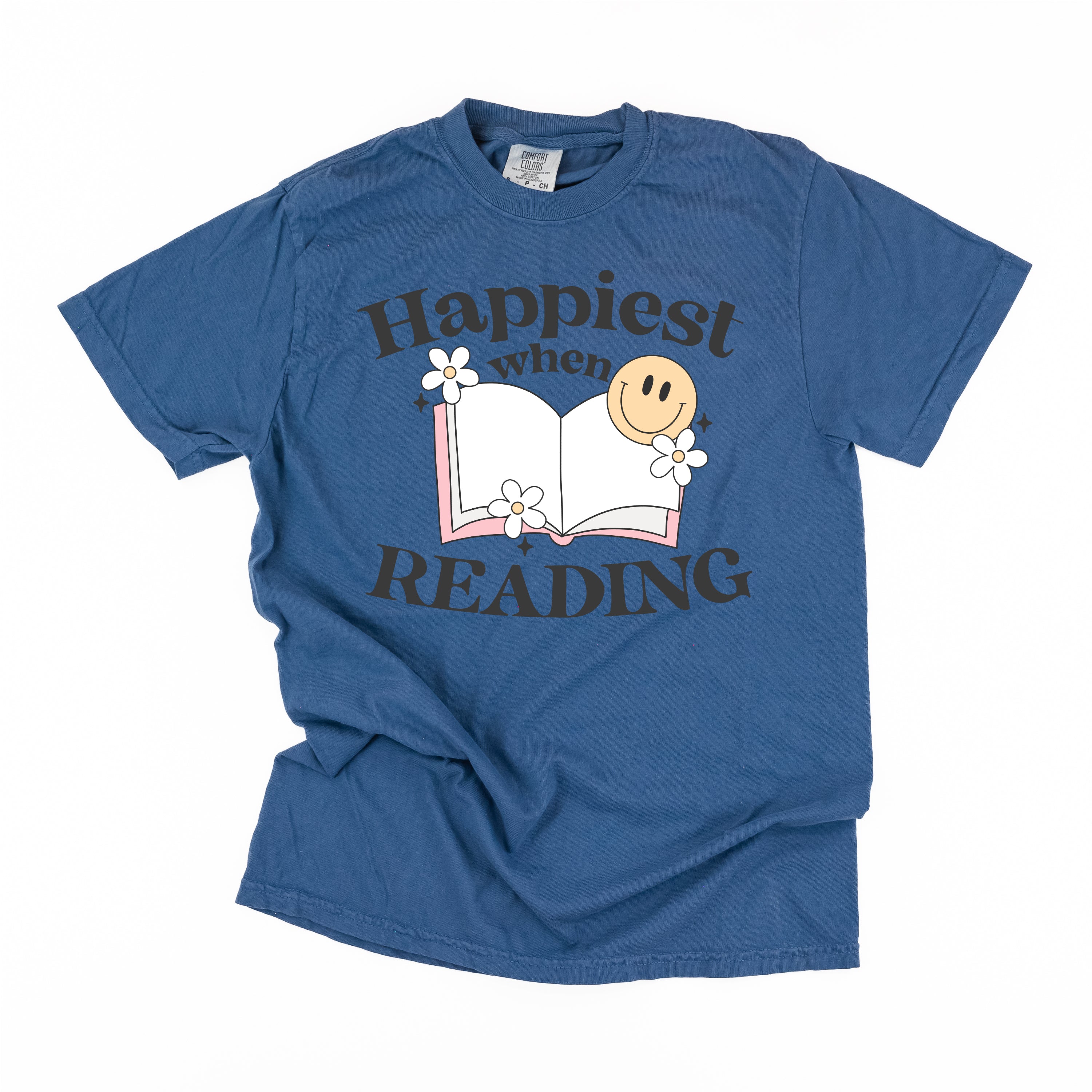 Happiest When Reading - Comfort Colors Tee Little Mama Shirt Shop