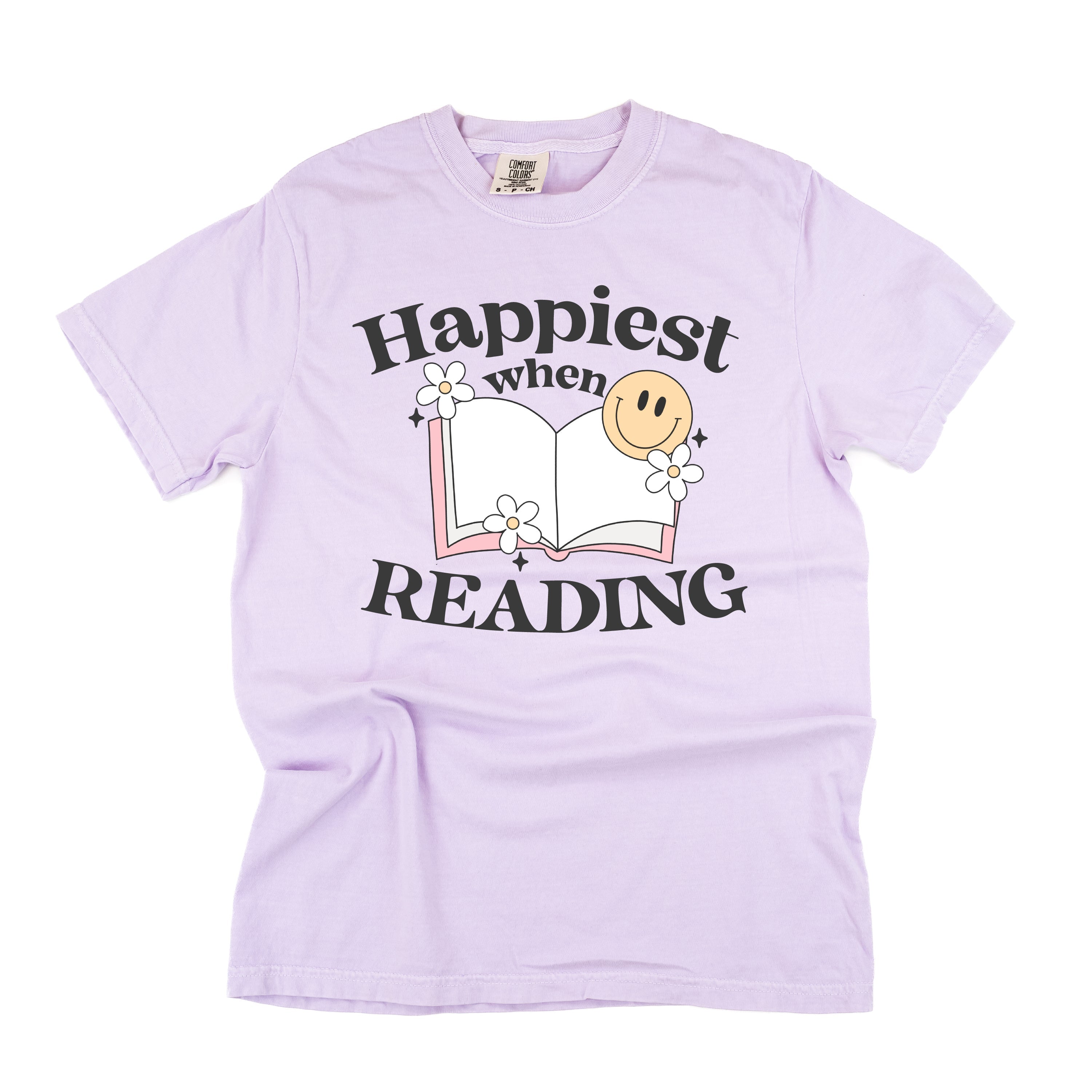 Happiest When Reading - Comfort Colors Tee Little Mama Shirt Shop