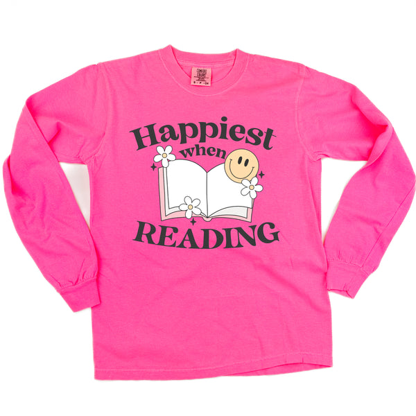 Happiest When Reading - LONG SLEEVE COMFORT COLORS TEE