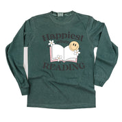 Happiest When Reading - Long Sleeve Comfort Colors Tee Little Mama Shirt Shop