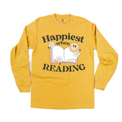 Happiest When Reading - Long Sleeve Comfort Colors Tee Little Mama Shirt Shop