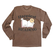 Happiest When Reading - Long Sleeve Comfort Colors Tee Little Mama Shirt Shop