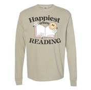 Happiest When Reading - Long Sleeve Comfort Colors Tee Little Mama Shirt Shop