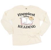 Happiest When Reading - Long Sleeve Comfort Colors Tee Little Mama Shirt Shop