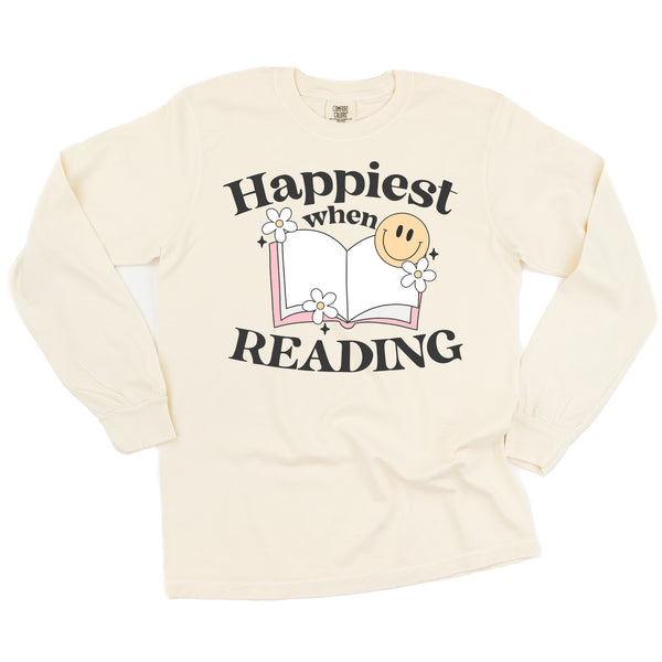 Happiest When Reading - LONG SLEEVE COMFORT COLORS TEE