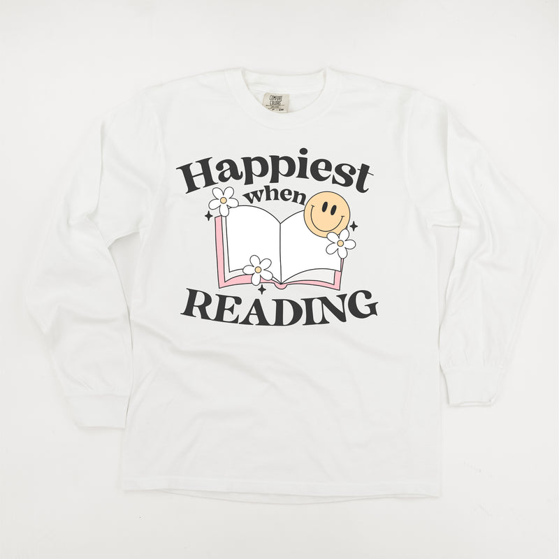 Happiest When Reading - LONG SLEEVE COMFORT COLORS TEE