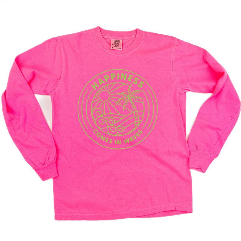 HAPPINESS COMES IN WAVES - LONG SLEEVE COMFORT COLORS TEE