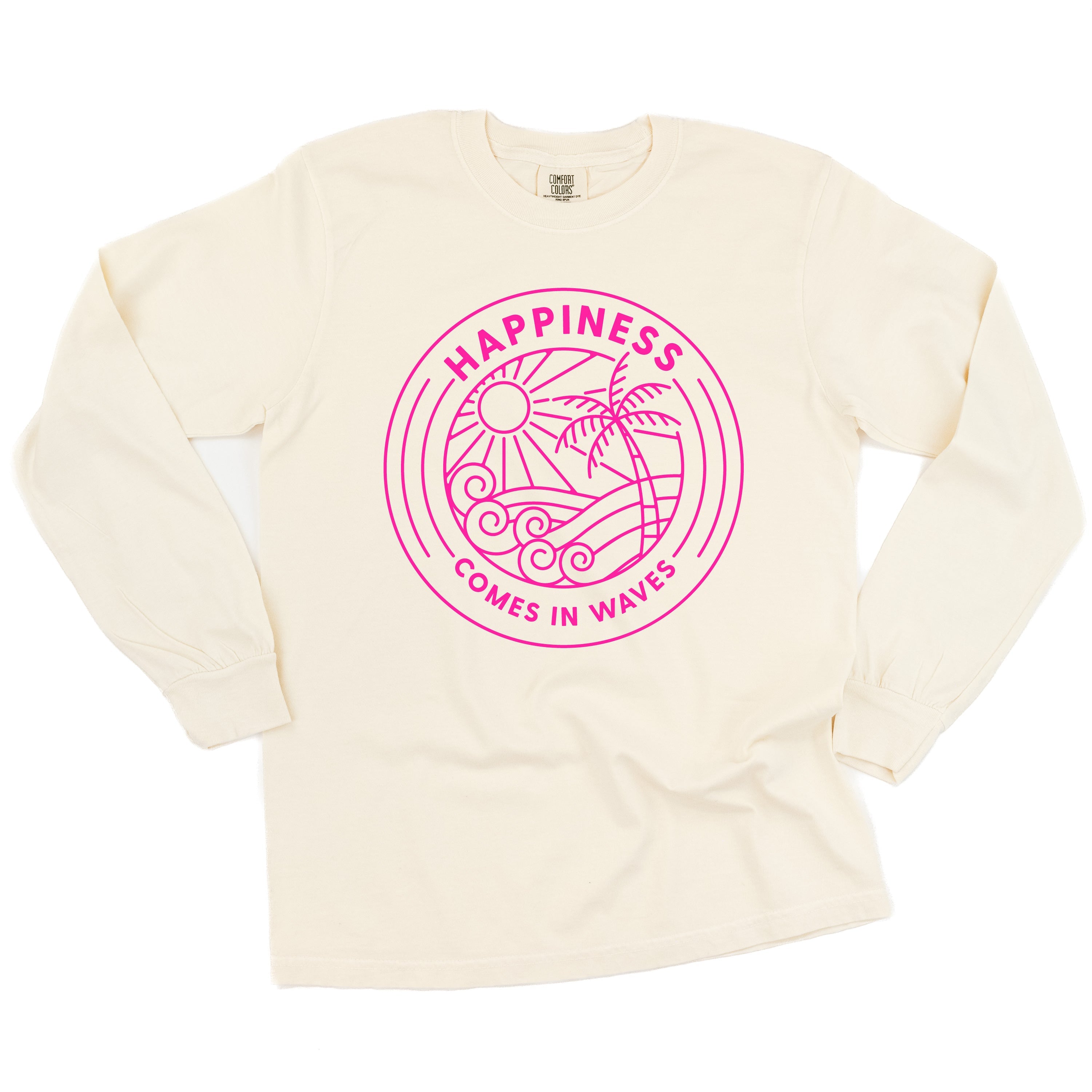 Happiness Comes In Waves - Long Sleeve Comfort Colors Tee Little Mama Shirt Shop