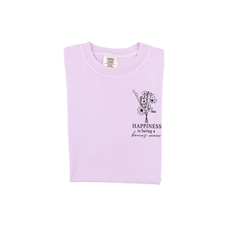 Bouquet Style - Happiness is Being a BONUS MOM - SHORT SLEEVE COMFORT COLORS TEE