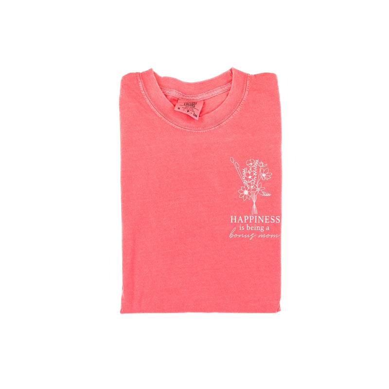 Bouquet Style - Happiness is Being a BONUS MOM - SHORT SLEEVE COMFORT COLORS TEE
