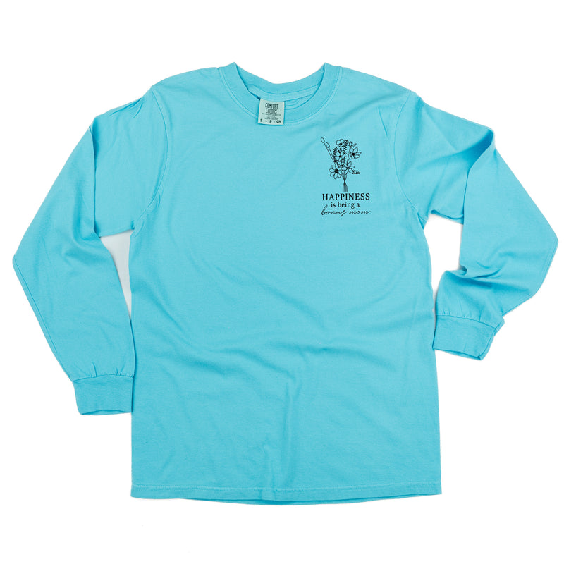 Bouquet Style - Happiness is Being a BONUS MOM - LONG SLEEVE COMFORT COLORS TEE