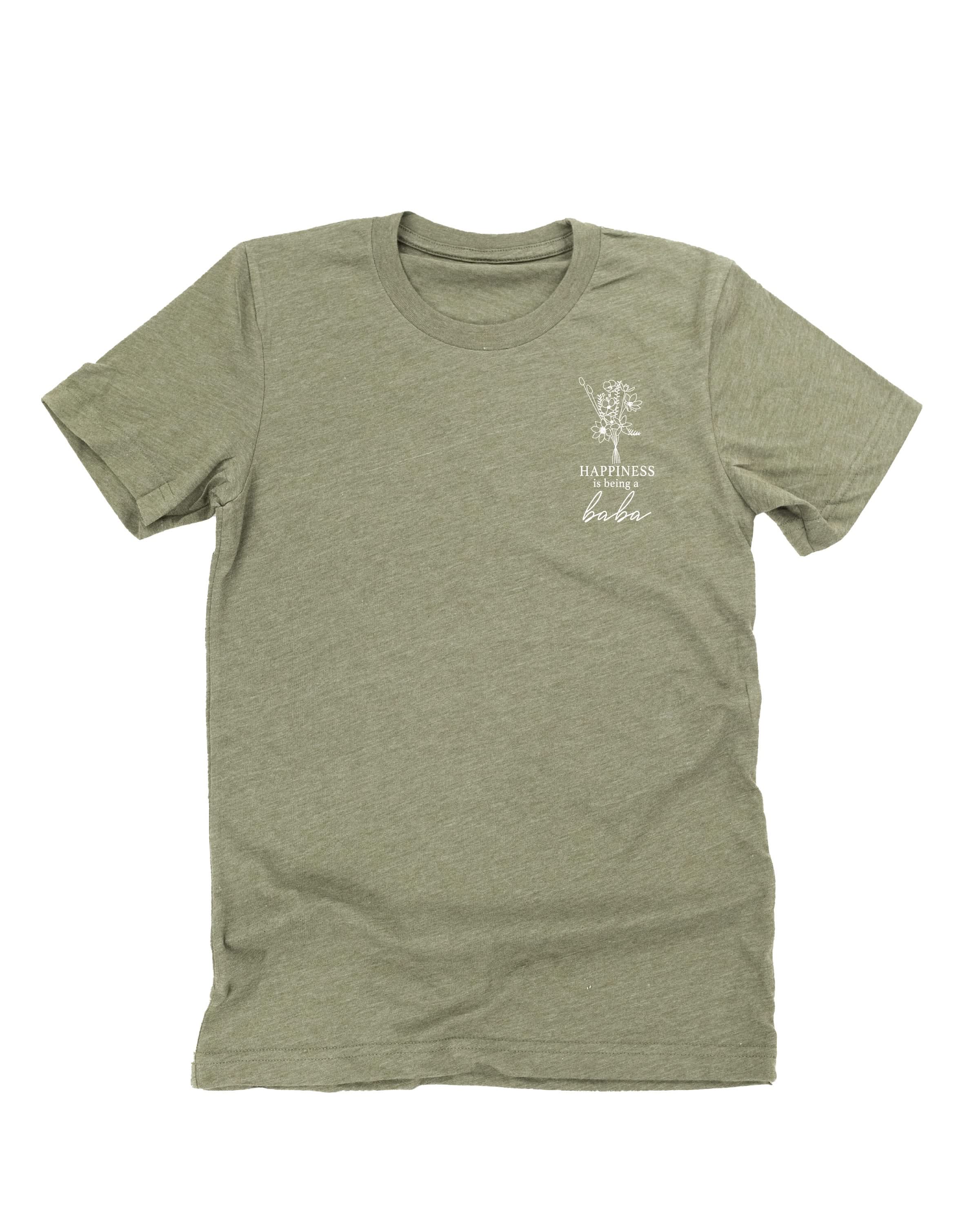 Bouquet Style - "Happiness Is Being a _______" (pocket) - (Choose Your Name) - Unisex Tee Little Mama Shirt Shop