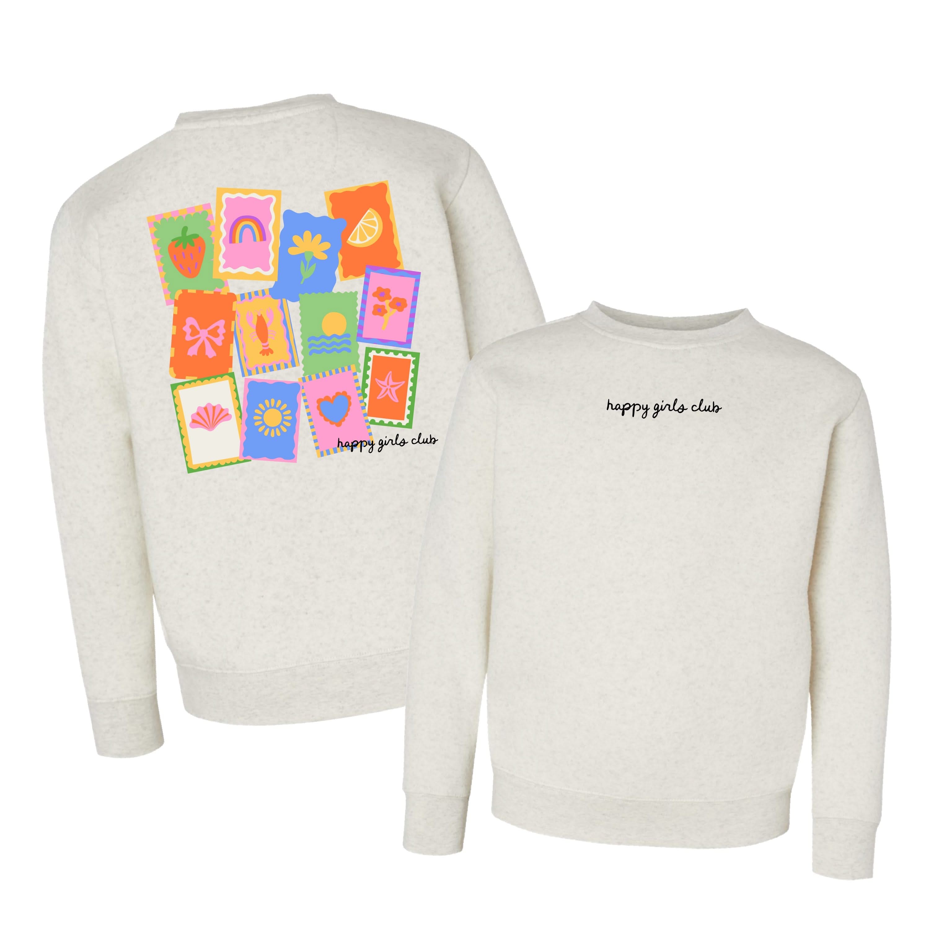 Happy Girls Club (center & b) - Heathered Natural Child Sweater Little Mama Shirt Shop