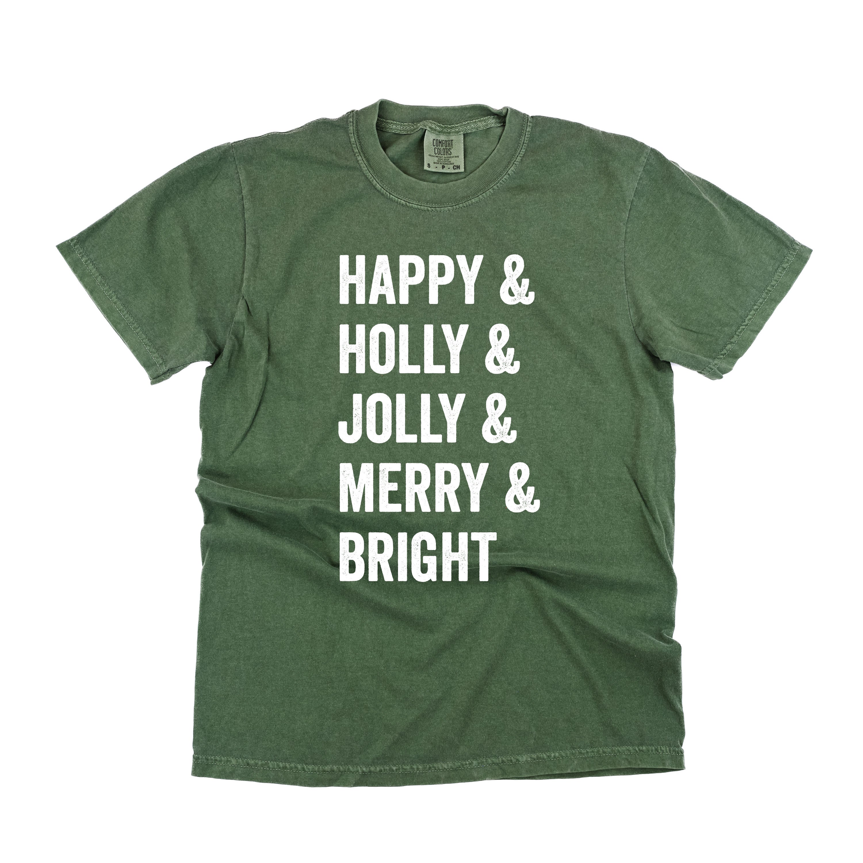 Happy + Holly + Jolly + Merry + Bright - Comfort Colors Tee Little Mama Shirt Shop