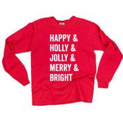 Happy + Holly + Jolly + Merry + Bright - LONG SLEEVE Comfort Colors Tee Little Mama Shirt Shop