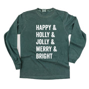Happy + Holly + Jolly + Merry + Bright - LONG SLEEVE Comfort Colors Tee Little Mama Shirt Shop