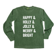 Happy + Holly + Jolly + Merry + Bright - LONG SLEEVE Comfort Colors Tee Little Mama Shirt Shop