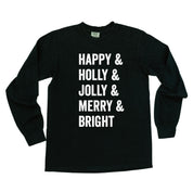 Happy + Holly + Jolly + Merry + Bright - LONG SLEEVE Comfort Colors Tee Little Mama Shirt Shop