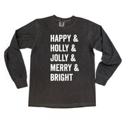 Happy + Holly + Jolly + Merry + Bright - LONG SLEEVE Comfort Colors Tee Little Mama Shirt Shop
