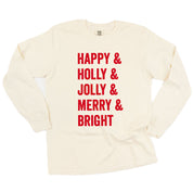Happy + Holly + Jolly + Merry + Bright - LONG SLEEVE Comfort Colors Tee Little Mama Shirt Shop