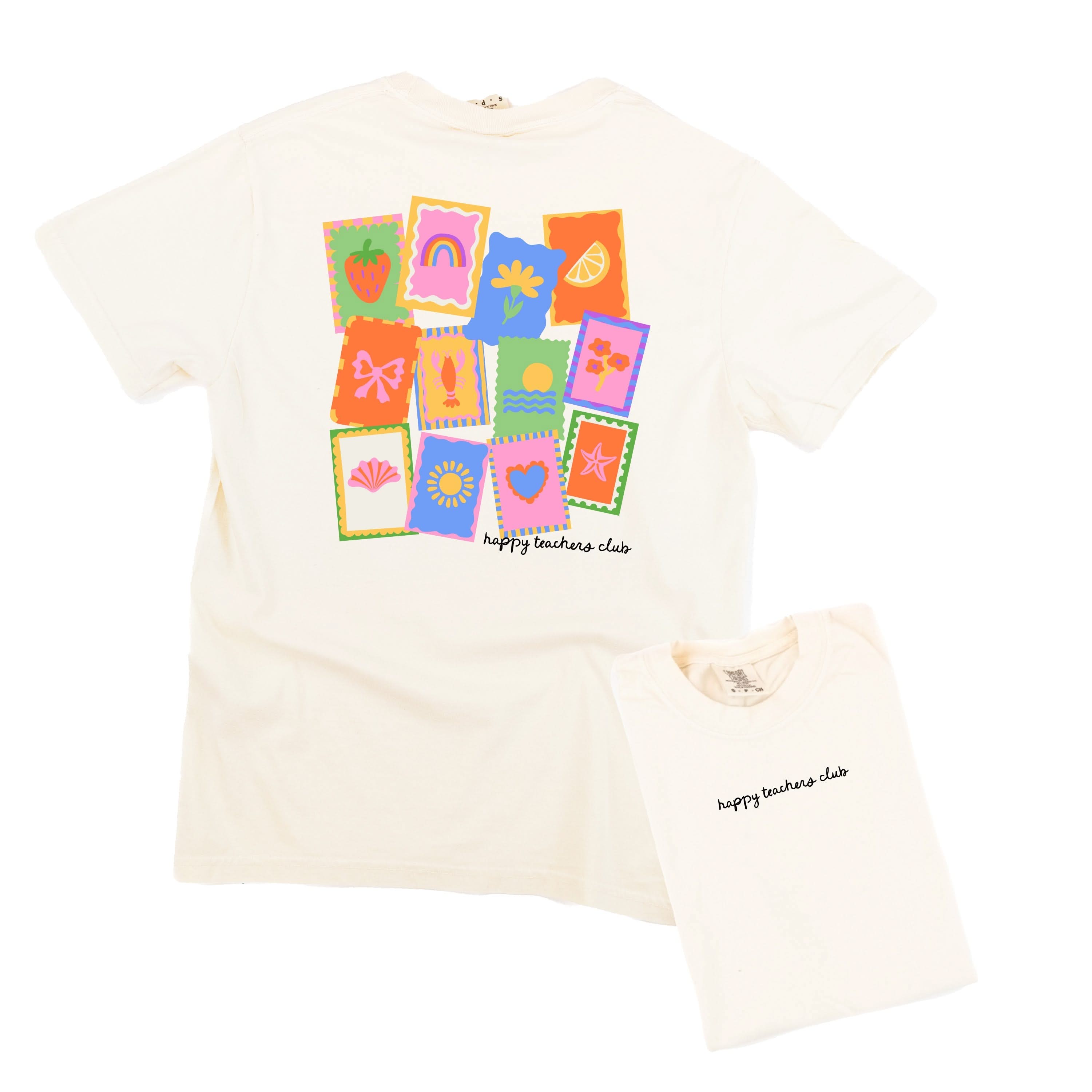 Happy Teachers Club (center & b) - Ivory Comfort Colors Tee Little Mama Shirt Shop