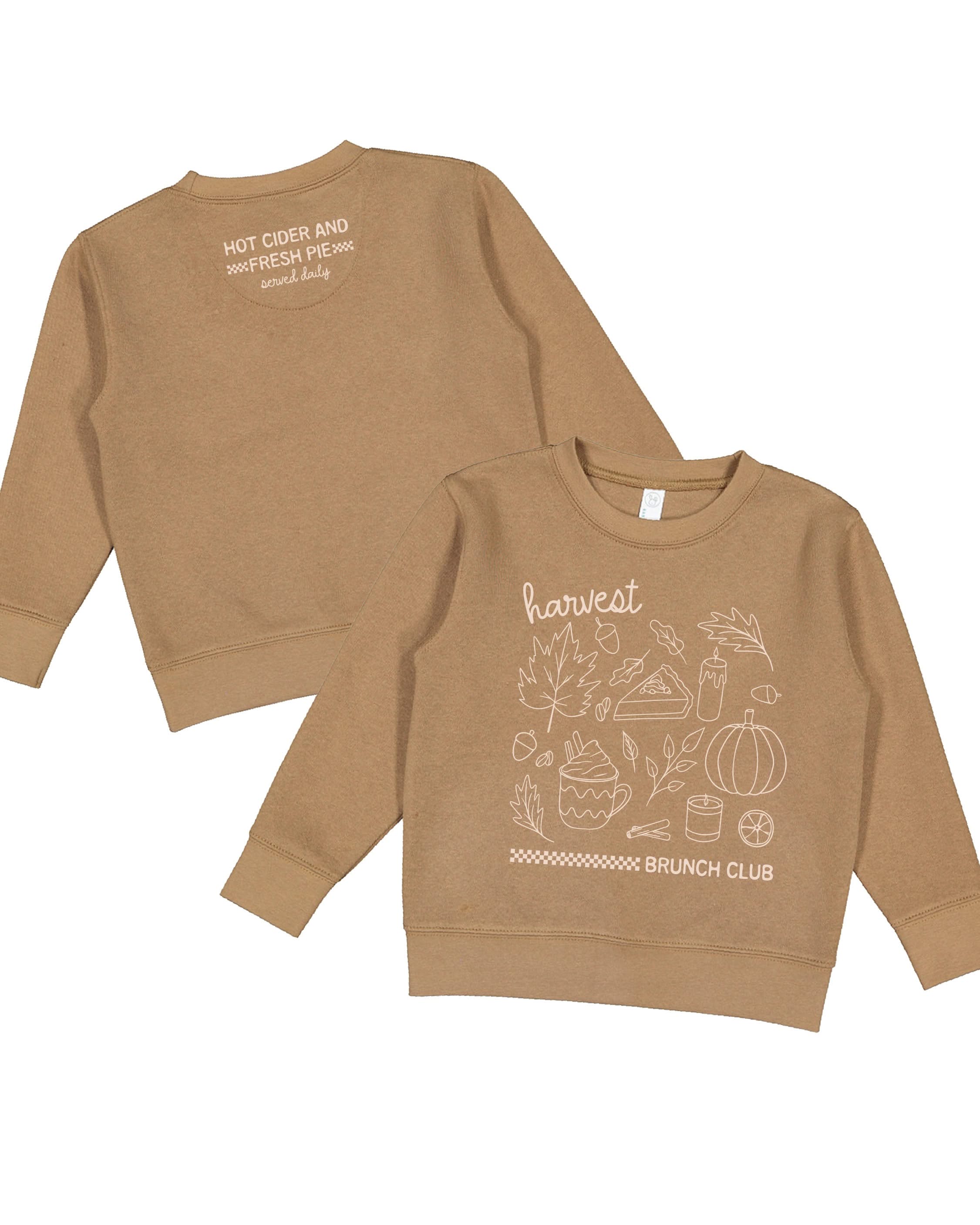 Harvest Brunch Club (f&bd) - Coyote Brown Child Sweater Little Mama Shirt Shop