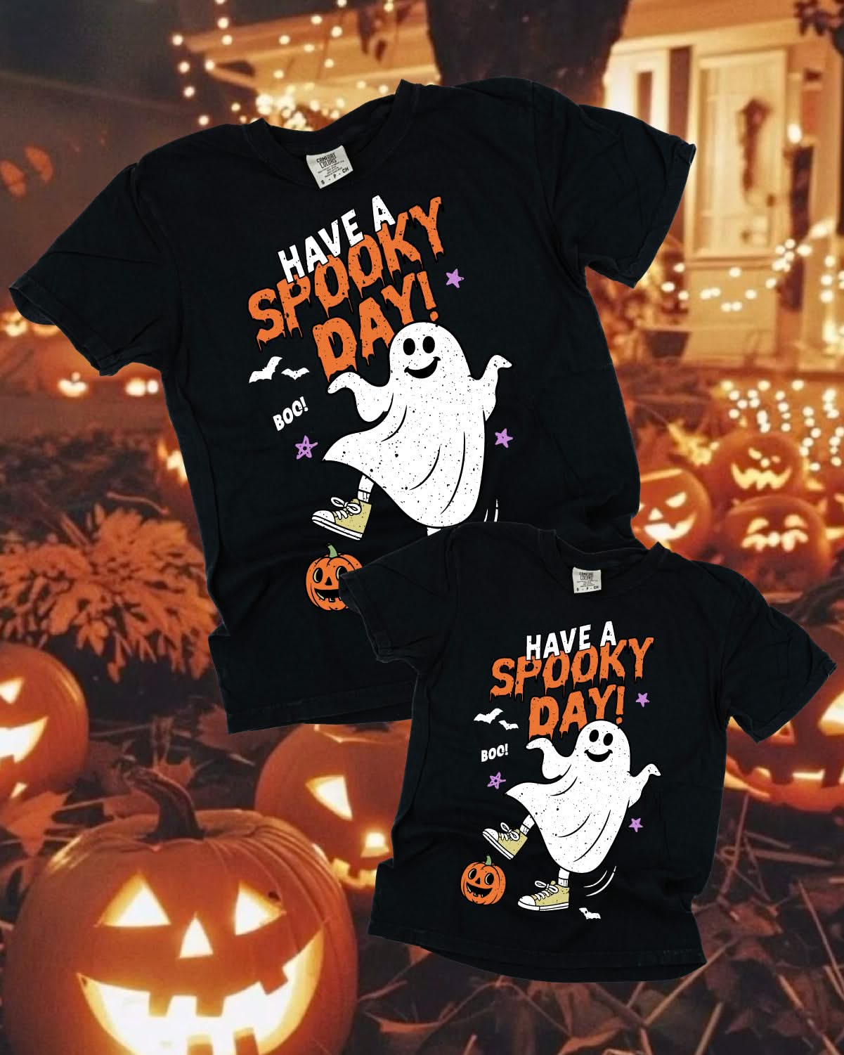 Have a Spooky Day - Set of 2 Matching Comfort Colors Tees Little Mama Shirt Shop