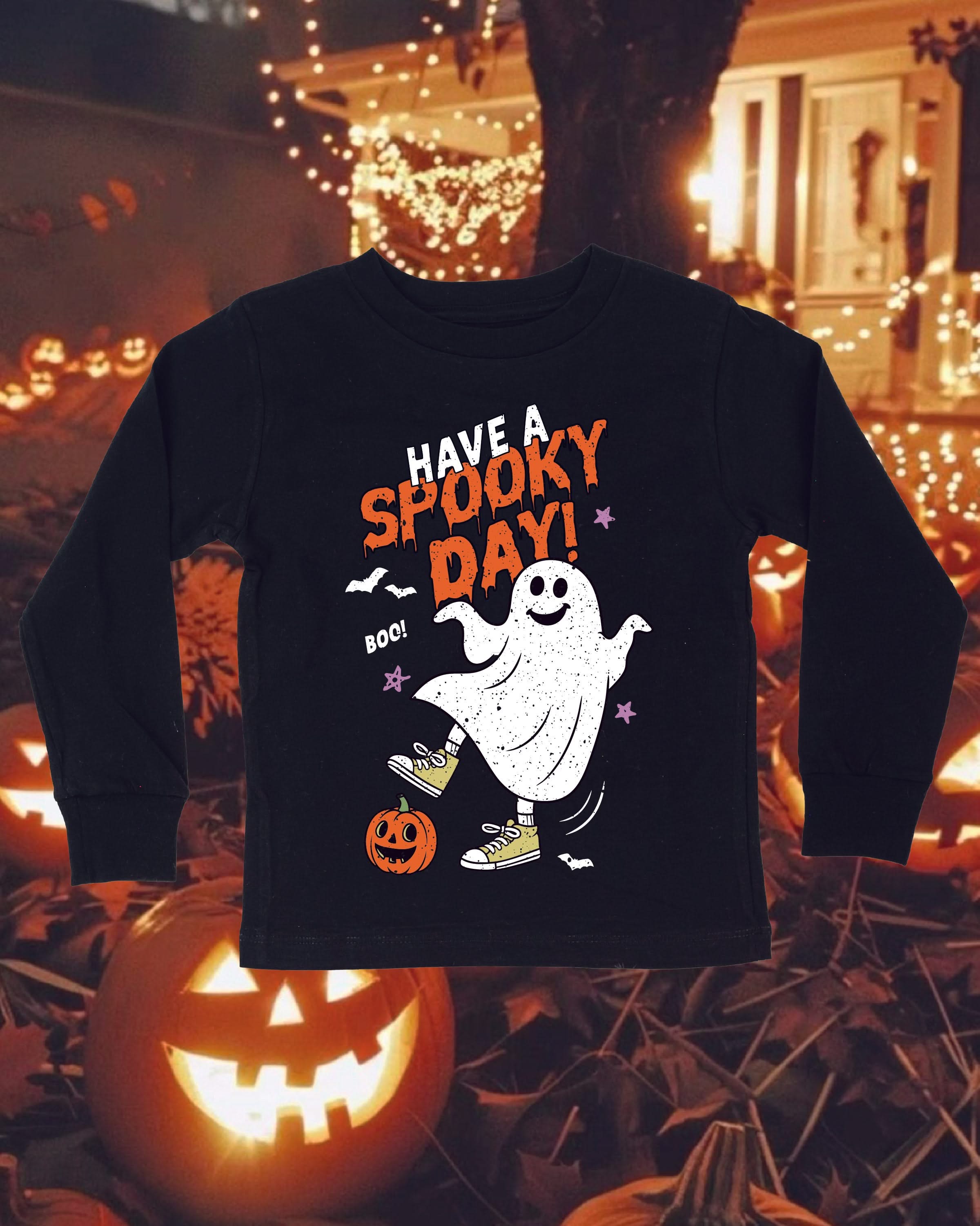 Have A Spooky Day - Black Child Long Sleeve Tee Little Mama Shirt Shop