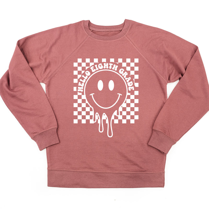 Hello Eighth Grade - Checker Smiley - Lightweight Pullover Sweater