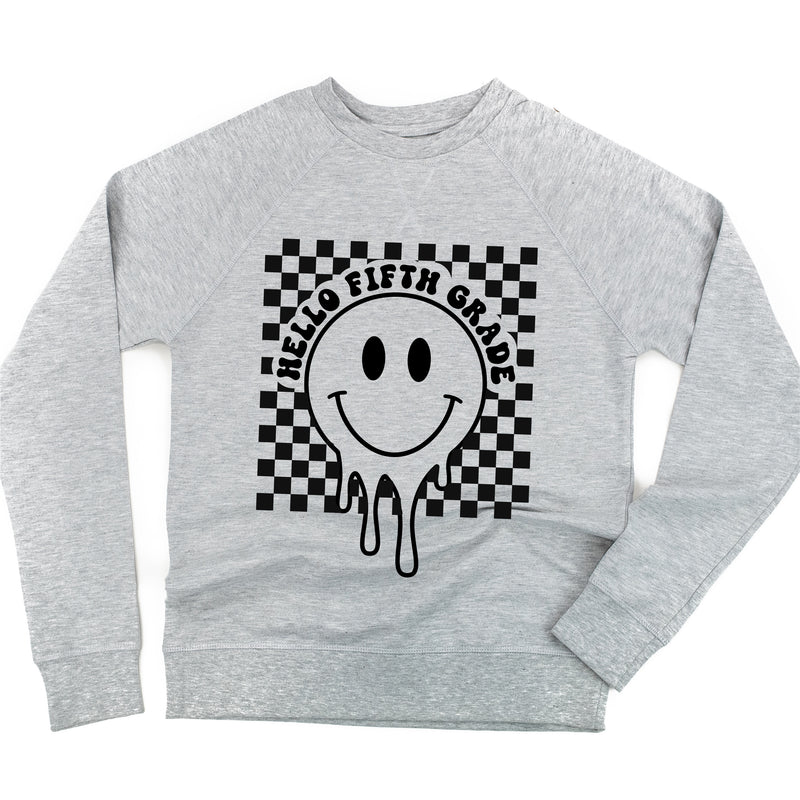Hello Fifth Grade - Checker Smiley - Lightweight Pullover Sweater