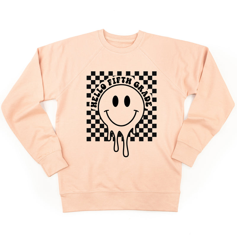 Hello Fifth Grade - Checker Smiley - Lightweight Pullover Sweater